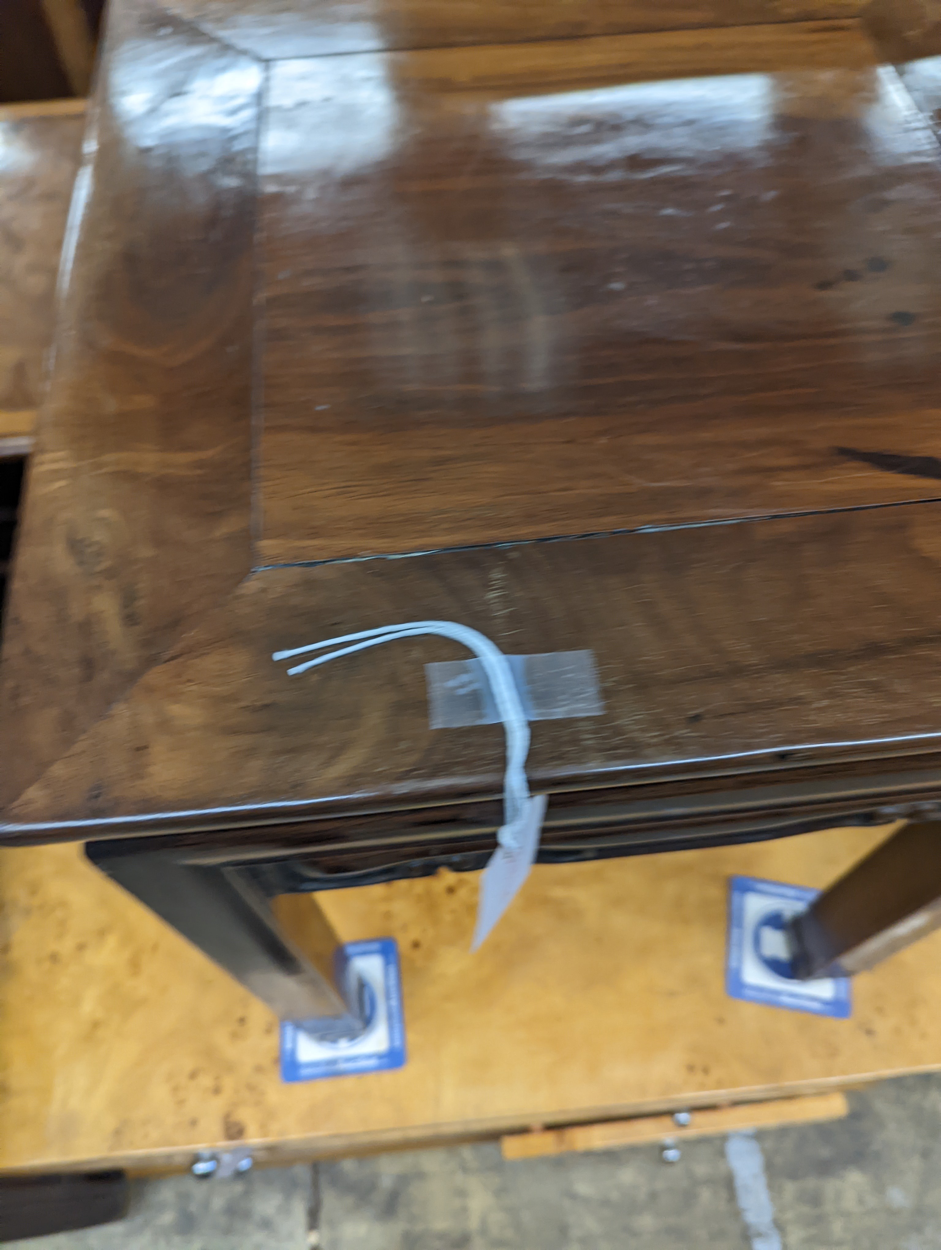 A Chinese square hardwood occasional table, width 41cm, height 52cm